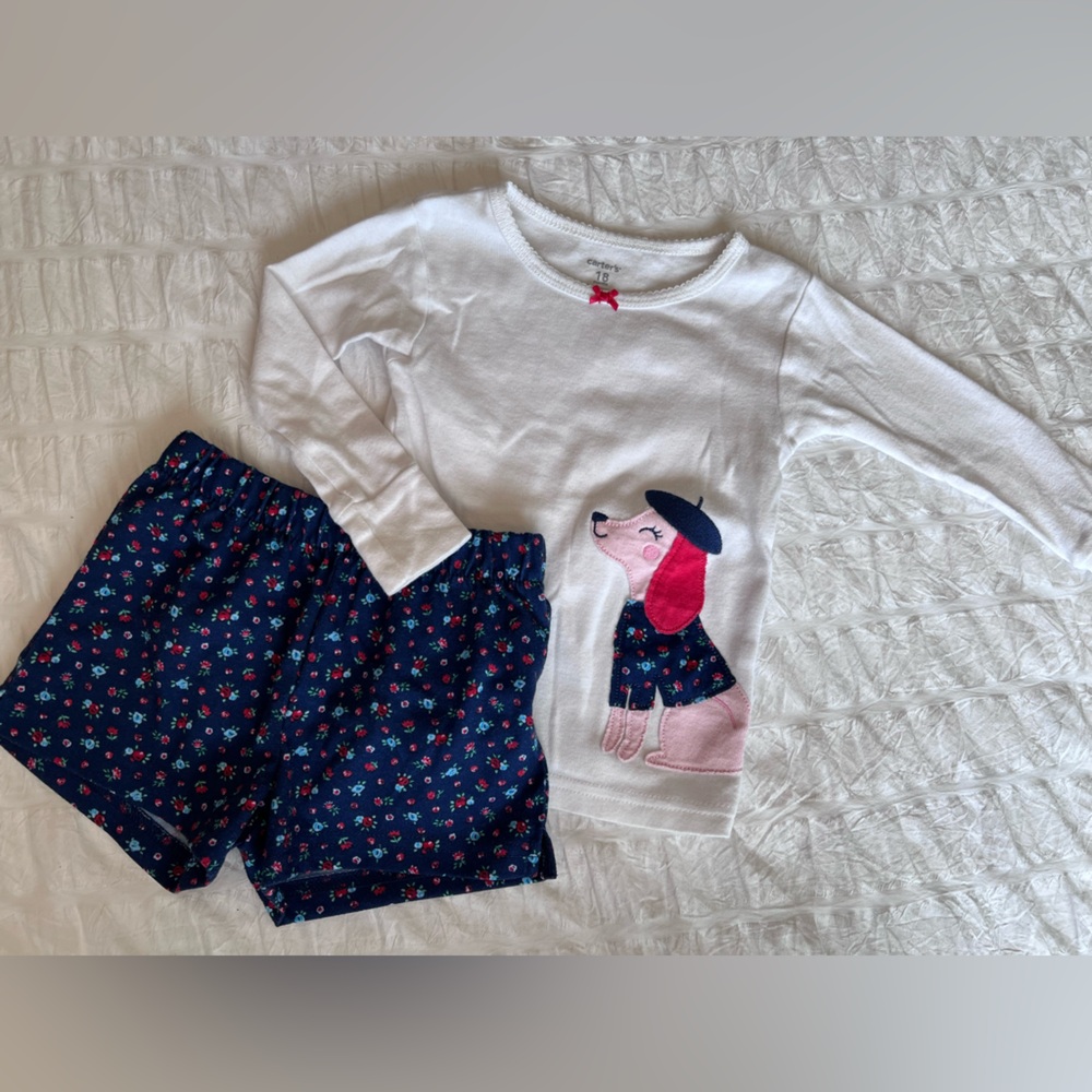 Carters Toddler Girls Dog Matching Pajama Set Size 18M